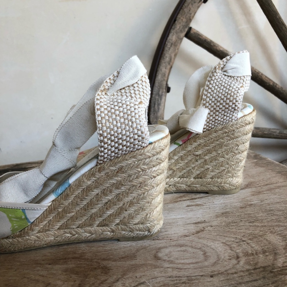COACH🌷Espadrilles Cute Signature Ankle Tie Wedges - Picture 7 of 12